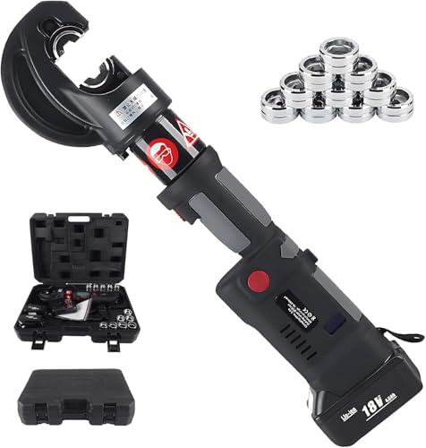 GZGHRZQS Crimpadora Hidráulica Recargable De 16-400 mm², Alicates Eléctricos con 12 Dados Intercambiables, Crimpadora Cable con Batería para Terminal Cobre Y Alumini