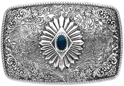Kvartsman western bältesspänne för män stort turkost bältesspänne för kvinnor män cowboy rektangulär textur med tennfärg 1 styck