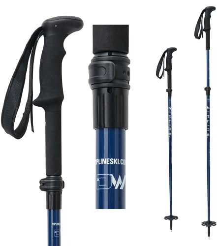 Zipline Ski Blurr Adjustable Graphite Carbon Ski Poles for Men & Women (Regal Blue, 105 cm - 145 cm - Long Handle)