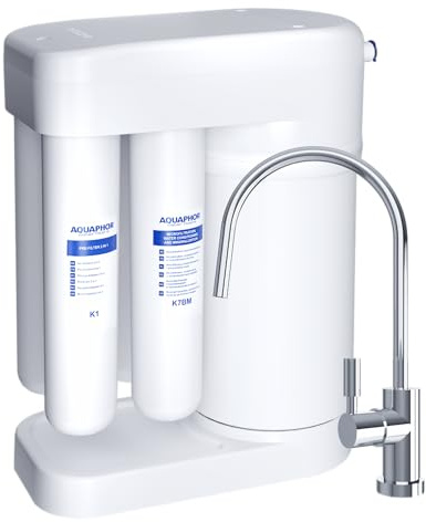 AQUAPHOR RO 101S EU Umkehrosmose Wasserfilter. Trinkwasserfiltersystem. 7,8 L. pro Stunde. Entfernt Kalk, Schwermetalle, Pestiziden, Medikamente, Viren, Bakterien.