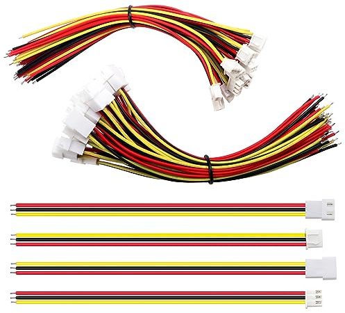 Lyeteung 20 Paia JST 2.54 XH 3 Pin Connettore Spina, JST 3 Pin Micro Elettrico Spina Connettore Maschio e Femmina con 150mm 22AWG Cavo
