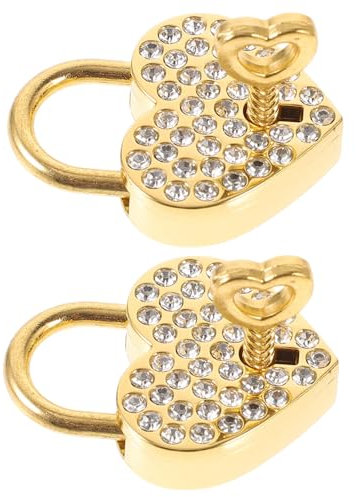 ABOOFAN 4 Stück Minischloss Mit Schlüssel Schmuckschloss Mit Strasssteinen Valentinstag Sperren Vorhängeschlösser Mini-metallschloss Tagebuchschloss Kristall Liebhaber Souvenir Legierung
