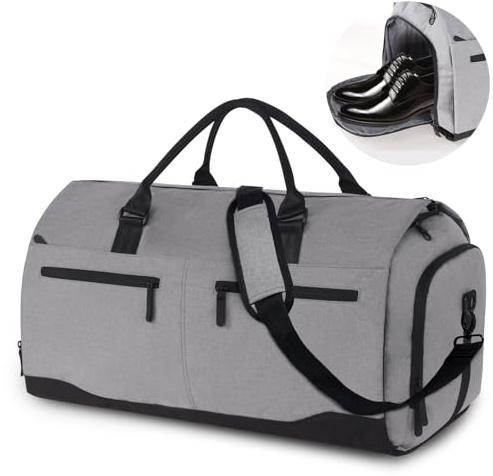 KINGSLONG Handgepäck-Kleidersack für Reisen, umwandelbare Kleidertasche, Anzugtaschen für Männer und Frauen, 2-in-1-Hängekoffer, Geschäftsreisetasche mit Schuhfach, 45L