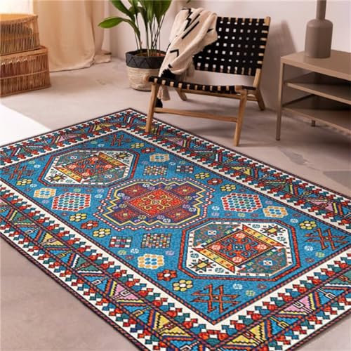 DJHWWD Deko Mädchenzimmer Blauer Teppich für Esszimmer, Schlafzimmer, rechteckiger Teppich, maschinenwaschbar Gaming Kinderteppich auslegeware 40X60CM