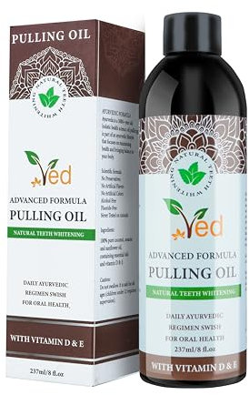Coconut Pulling Oil Pulling Mouthwash with Tongue Scraper, Natural Coconut Oil and Mint Pulling with Vitamin D & E for Teeth Whitening, Fresh Breath, Healthier Teeth & Gum, Alcohol Free, 237ml.
