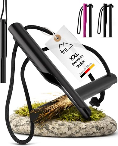 tre® Yesca XXL – Yesca prémium con Striker ergonómico, transmisión de potencia óptima, diseño compacto, reemplazo de por vida, exterior, camping, fuego y equipo de supervivencia