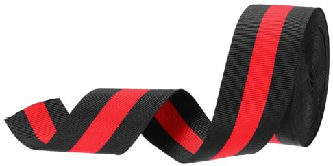 PATIKIL 1.6 Nastro In Gros-Grain Nero E Rosso A Righe, 10 Iarde Di Design Doppia Faccia In Poliestere Per Fiocchi, Confezione Regali, Decorazioni Natalizie Fai Da Te