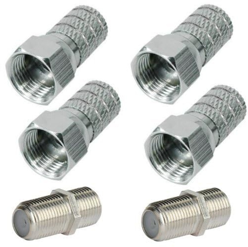 4x F-Stecker 5mm + 2x F-Verbinder Sat Kupplung Buchse/Buchse