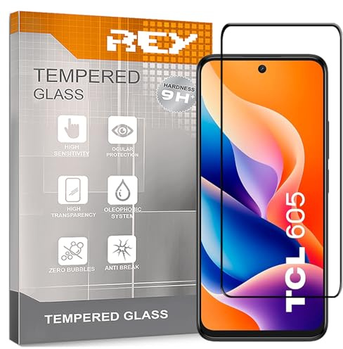 REY Pellicola salvaschermo 3D per TCL 605 4G - 60 SE 4G - 60 SE NXTPAPER 4G, Nero, Vetro temperato, Copertura Completa, Pellicola Protettiva Protezione Schermo, 3D / 4D / 5D