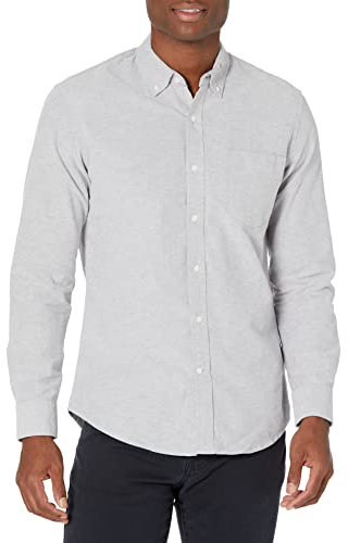 Amazon Essentials Herr Slim-Fit långärmad ficka Oxford skjorta, grå, X-Large