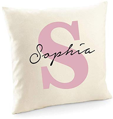 Pomchick Personalised Name And Initial Cushion Cover 40x40CM Create Your Own Bedroom Sofa Pillow Case Gift For Her Him Couple Family Friend Christmas Birthday Anniversary Present