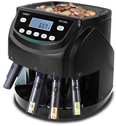 Kolibri KCS-2000 Professional USD Coin Counter Machine, Coin Sorter, Wrapper/Roller | 300 Coins/min, LED Display, Batch Feature | USD Change Counter (USA Tech Support)