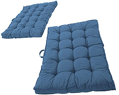 Ambientehome Palettenkissen Kastenkissen Loungekissen, 2er-Set 120 x 80 cm blau/grau Auflagen, 65 Prozent Baumwolle, 35 Prozent Poly-Baumwolle