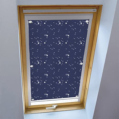 LIVEINU Dachfensterrollo für Dachfenster Verdunkelungsrollo Sonnenschutzrollo UV Schutz Thermo Rollo mit Saugnäpfe Ohne Bohren 100% Blickdicht für Reisen Autos 48x98cm Navy Blau