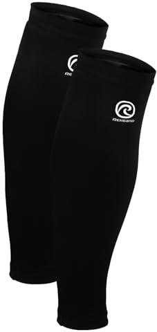 Rehband Bendaggio per polpacci QD, bendaggio compressivo per gambe, calze compressive per polpacci, manicotti per polpacci per corsa, calcio, escursioni, Colore:Nero, Misura:S/M