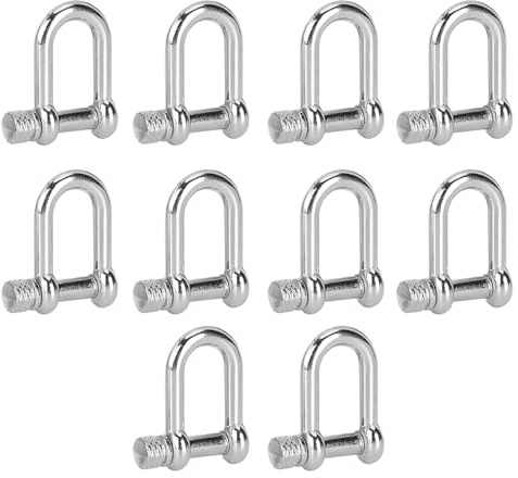 Schäkel, 10 Stück U-förmiger Schäkel Zinklegierung D-Ring-Schloss Bogenschäkel Kettenschäkel schaekel groß Verbinder Schekel hochfest anhängen Bügelschäkel für Paracord Camping Armband Überlebensseil