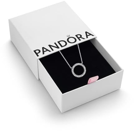 Pandora Signature Women's Sterling Silver Circle of Sparkle Cubic Zirconia Pendant Necklace, 45cm, With Gift Box
