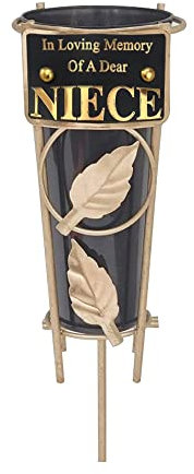 Vases funéraires avec décorations funéraires à Pointes – Plaques commémoratives/vases Noirs avec Citations personnalisées ; décorations funéraires en Souvenir de Vos Proches (nièce)