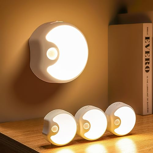 Luz nocturna para bebé, luz nocturna LED [3 unidades, 50 LM+USB recargable, lámpara detectora de movimiento interior, 3 modos (auto/encendido/apagado), luz nocturna infantil, luz LED lámpara