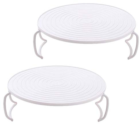DOITOOL 2pcs Microwave Plate Stacker Plastic Microwave Tray Multi- Functional Microwave Rack Layered Food Rack Round Cooling Stacker for Kitchen Cookware Accessories White