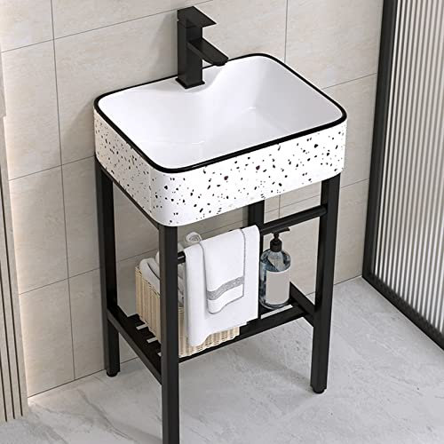 Waschbecken aus Keramik Waschtisch Spülbecken Küchenspüle Handwaschbecken Waschschale Freistehend Waschplatz Keramikwaschbecken Becken Kitchen Sink Waschtischunterschrank Spültisch Standwaschbecken
