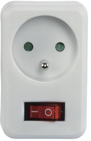 Hama Prise Secteur avec Interrupteur (Adaptateur, Interrupteur, 250 V, 16 A, Interrupteur Marche/arrêt, pour Prise, Contact) Blanc