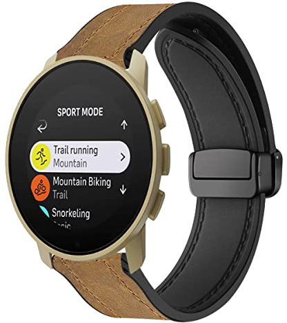 Magnetische Armbänder für Suunto 9 Peak_9 Peak Pro_5 Peak Armband für Männer und Frauen, Magnetische Leder Silikon Hybrid Ersatzarmband Kompatibel mit Suunto 9 Peak_9 Peak Pro_5 Peak (10)