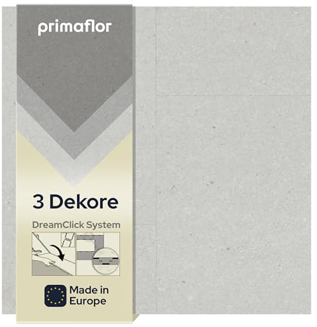 Primaflor Klick-Vinylboden - LIVE, Hellgrau, 10 x Hochwertige Vinyl-Fliesen in Steinoptik, Wasserbeständiger Bodenbelag, Schnelle und Einfache Verlegung