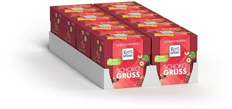 Ritter Sport Schokowürfel Schokogruss, Schoko Crisp, Karamell, Edelnugat und Voll-Nuss in Nugatcreme, perfekt zum Naschen und Genießen, Geschenkidee, 8 Boxen mit je 176 g