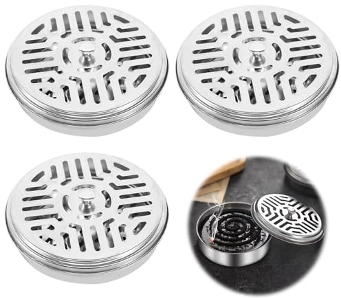 3 Stück Edelstahl Mückenspirale Halter Portable Mückenspirale Behälter Räucherstäbchenhalter Spulenhalter Ideal für Zuhause, Garten, Camping und Reisen