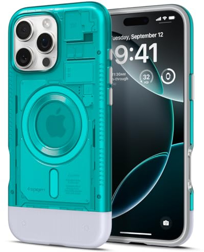 Spigen Classic C1 MagFit Case for iPhone 16 Pro Max, Compatible with MagSafe Accessories - Bondi Blue
