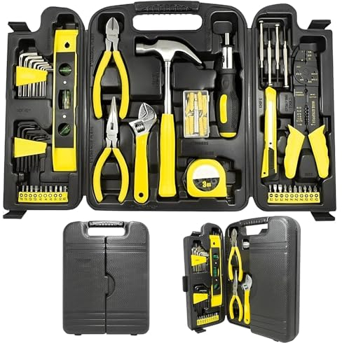 Boite A Outils,Boite A Outils Complete,Malette Outils,130 Pièces Boite a Outils Complete,avec Tournevis Clés à Cliquet,Boîte à Outils en Plastique Mallette pour l'entretien à Domicile