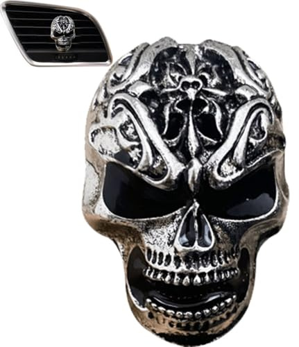 Tsffae Coole Totenkopf-Auto-entlüftungsklammern, Aromatischer Auto-lufterfrischer, Auto-Innenraum-entlüftungsschädel-dekor, Steckdosen-erfrischer, Auto-Charm-zubehör Für Auto-Halloween-Dekoration