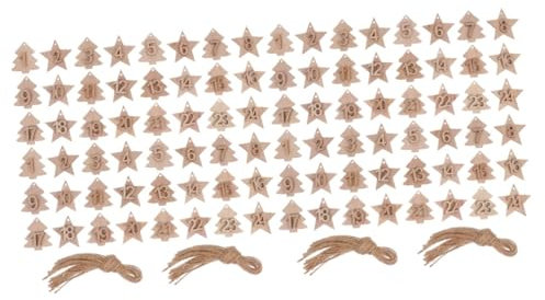LABRIMP 4sätze Holz-pendants Mit Zahlen Für Adventskalender Weihnachtsdeko Für Tür Und Baum Countdown Tags Mit Hängenden Schnüren Für Und Kreative Projekte