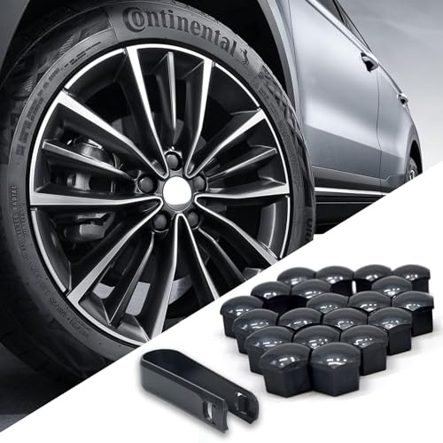 HIAHXC 20 Stück Radschraubenkappen, Radschraubenkappen Universal Radmuttern Kappen, Kappen für Radschrauben Auto Zubehör (21MM-Schwarz)
