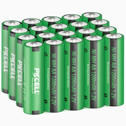 PKCELL Akkus NIMH AA Wiederaufladbar Batterien 1200mAh 1,2V Vorgeladen für Solarlampen,20 Stück