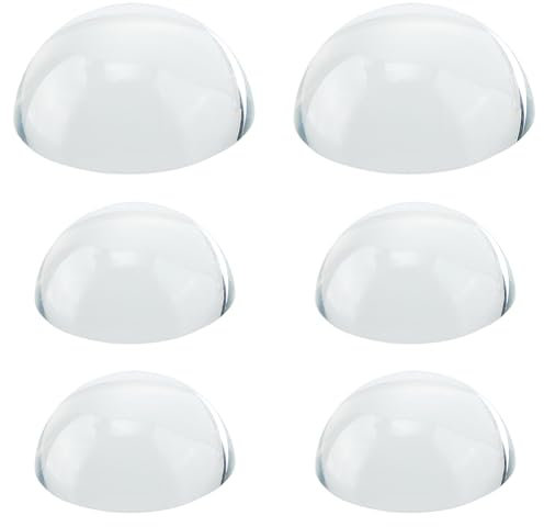 SUPERFINDINGS 6Pcs 2Size Glass Dome Magnifier Paperweights Crystal Cabochons Half Round Clear Optical Clear Reading Magnifying Half Ball Lens for Office Desk 50mm and 70mm
