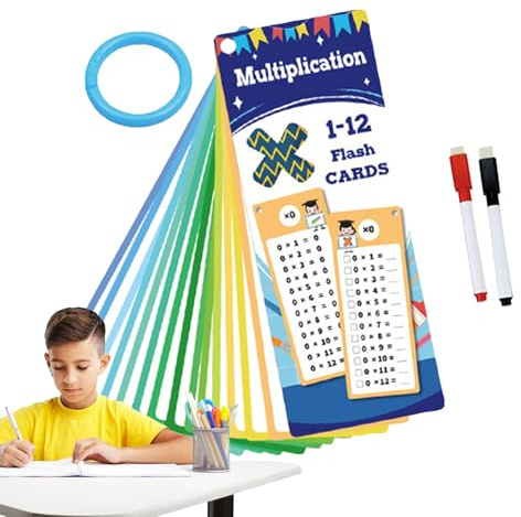 Flash-kort multiplikation, flash-kort multiplikation Dubbelsidig pedagogisk | Multiplikationstabeller för barn Lärspel, barns inlärningsstadium, klass 1 till 3, klassrum,