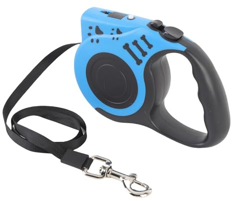 Fockety Einziehbarer Hundeleine mit LED -Licht, 5 m/ 16,4 Fuß 45 kg/ 99,21lb Ziehkraft Starkes Band Automatische Teleskop -Traktor -Hundeband, Glatte Rückzug, Reflektierende Hundeleine