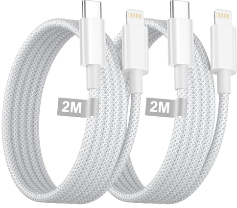 Phone Ladekabel 2M 2Stück, MFi Zertifiziert Lightning Kabel USB C Nylon Schnellladekabel Phone USB C auf Lightning Kabel für Apple i-phone 14/13/12 Mini/11 Pro Max/X/SE/8 7 6 Plus,iPad,AirPods