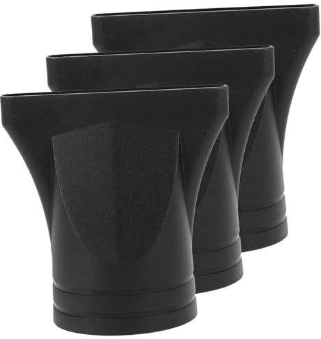 Beccuccio Phon Nero in Plastica, Set 3 Pezzi per Asciugacapelli | Diametro Uscita Consigliato 4, 5cm, Accessorio per Salone di Hairdressing, Leggero e Riutilizzabile