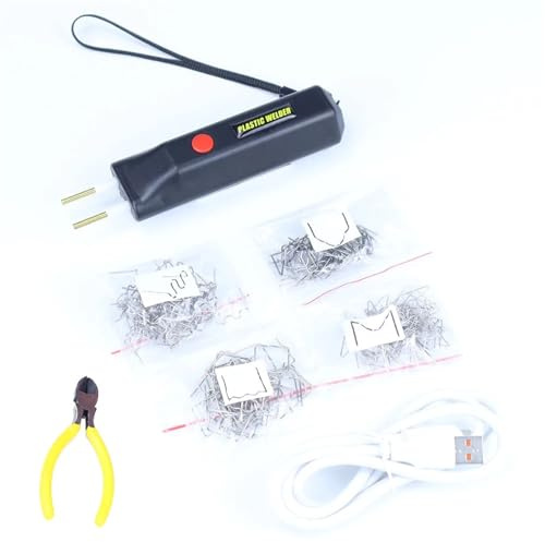 RVIFY Saldatrice per plastica Kit Saldatore per plastica Senza Fili da 200 W/100 W, 4 Tipi di cucitrice a Caldo, Pistola saldatrice per plastica Ricaricabile Tramite USB(100W Black)