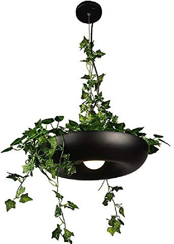 Creative Nordic Hanging Flower Pot Chandelier Stylish E27 Pendant Light for Café Bar Restaurant Kitchen Clothing Store Black Indoor Plant Decor