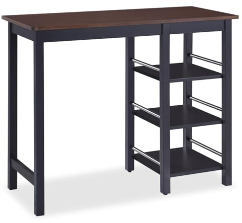 Vopese Klassisches Bar-Set aus MDF und Gummibaum - Schwarz/Braun - 108x48x90,8 cm - Wohnzimmer & Küche Model245363