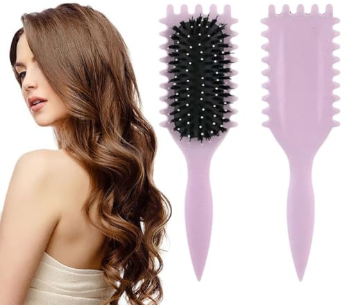 KIRZAX Cepillo para Rizos,Bounce Curl Brush,Curl Define Styling Brush,Cepillo Definidor de Rizos para Hombres y Mujeres,para Reducir el Tirón y la Separación de Rizos(Púrpura)
