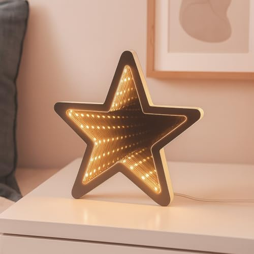 Ideen mit Herz | LED-Stern Infinity | Leuchtstern mit Lichttunneleffekt | Fenster-Deko zu Weihnachten | mit Timer-Funktion | batteriebetrieben | 15 cm x 14,2 cm