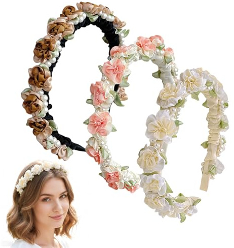 Auroriel 3 Pièces Serre-tête Fleurs, Bijoux Traditionnels pour Femmes, Accessoires Oktoberfest, Ornements Capillaires Bavarois avec Fleurs pour Filles, Accessoires Dirndl