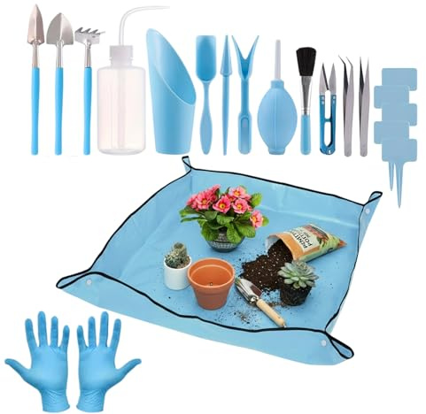 Outils De Jardinage,Équipement Mini avec Tapis,Fournitures d'Outils de Jardin | pour Rempotage et Entretien des - Idéal Hommes Femmes et Jardiniers Cadeaux