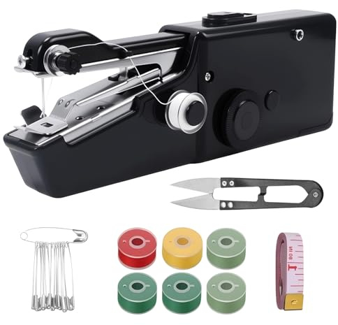 Mini Máquina de Coser Portátil, Máquina de Coser Eléctrica Portátil Negro, Eléctrica con Puntada Rápida y Velocidad Ajustable, Kit de Reparación de Ropa DIY para Hogar y Viaje con Accesorios