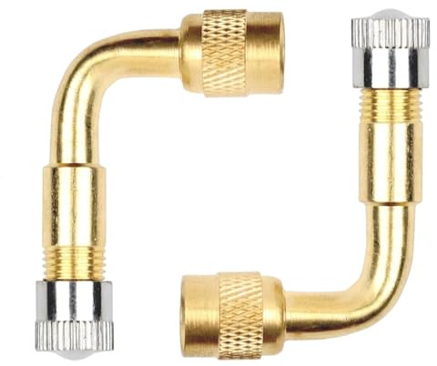IUHRIE 2 STK 90 Grad Ventilverlängerung Winkelventil Adapter, Autoventil Verlängerung, Reifenventil Adapter für Auto, Motorrad, Fahrrad, Scooter, Luftpumpe